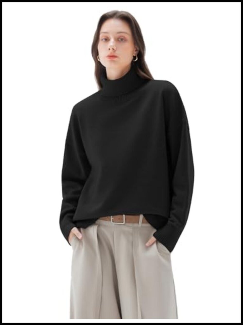 Cashmere Blend Oversized Turtleneck Sweater